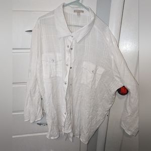 White Linen Snap-up Top